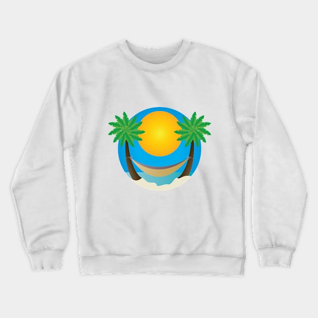 Hammock palm trees sun beach Crewneck Sweatshirt by Insignis